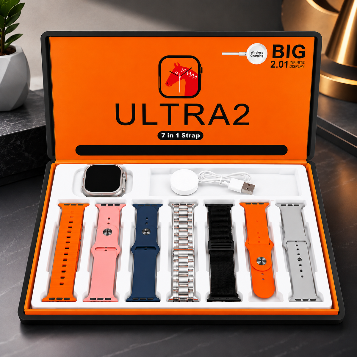 Ultra 2 Smart Watch 7-in-1 Gift Box 6 Straps