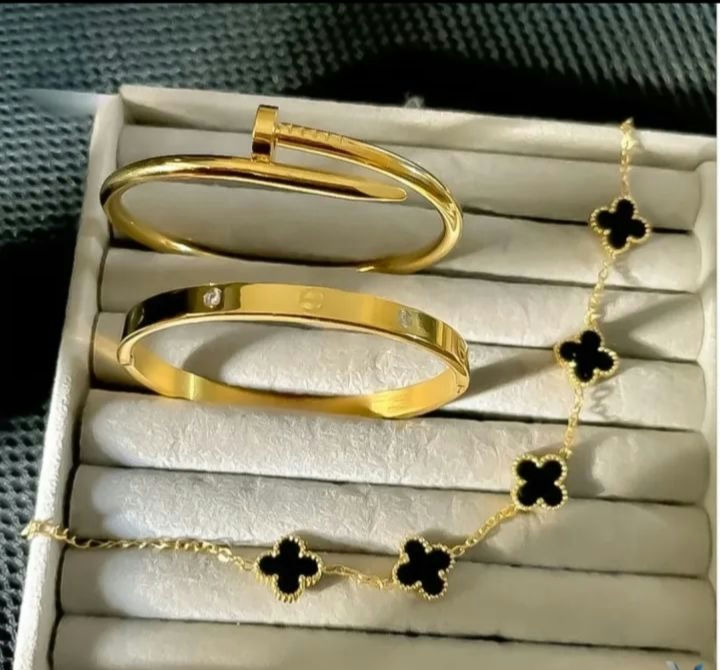 4Piece Gold-Plated Bracelet Set for Women