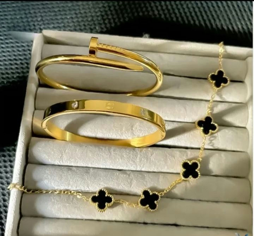 4Piece Gold-Plated Bracelet Set for Women
