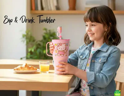 750ML Cartoon Tumbler with Straw and Kids Water Bottle