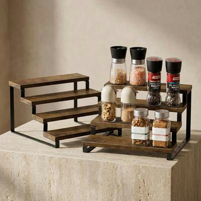 4-Layer Wooden Spice Rack and Kitchen Organizer