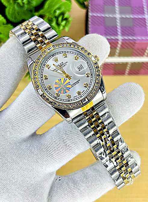 Luxury Gold & Silver Diamond-Style Watch