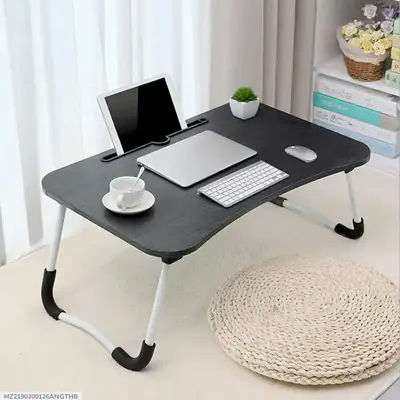 Portable Laptop Table and Foldable Black Wood Desk