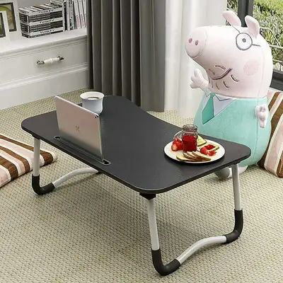 Portable Laptop Table and Foldable Black Wood Desk